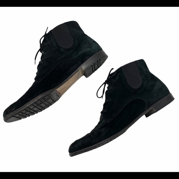 Salvatore Ferragamo Black Suede Lace Up Boots - Picture 4 of 8